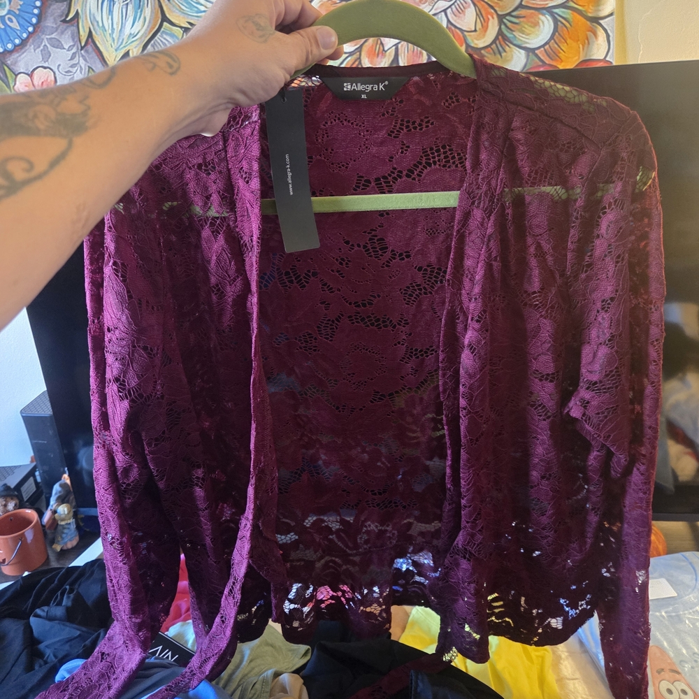 Magenta Deep Purple Lace Cover-Up